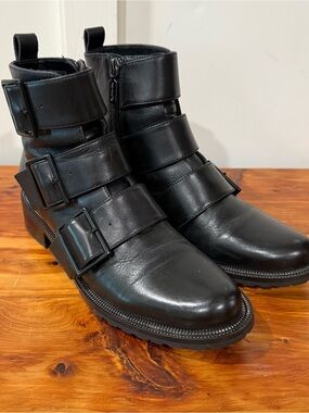 Blondo Camila Waterproof Moto Black Buckle Ankle Boots